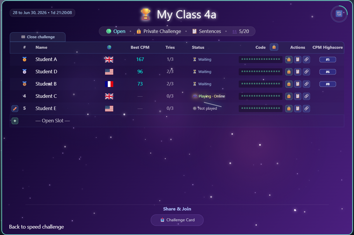 Group Challenge in the 10FingerSystem.com program